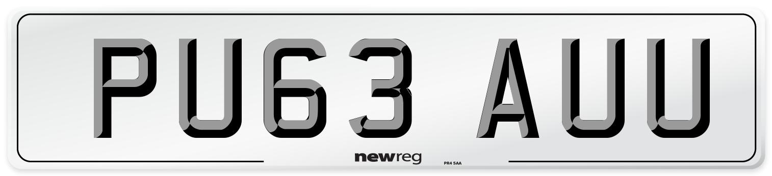 PU63 AUU Number Plate from New Reg